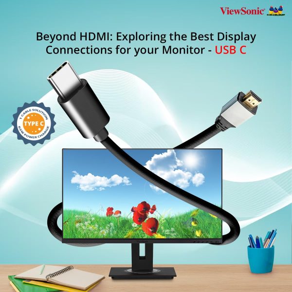 ViewSonic 24 Inch IPS FHD 1080p USB Type C Single Cable Solution Monitor With 65W Laptop Charge Back, 3 side Bezel Less, HDMI,VGA,USB C, Dual Speaker and 5-year warranty upon Registration - VA2409-MHU - Image 7