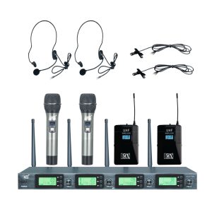 MX UHF WIRELESS MICROPHONE SYSTEM WITH 2 HANDHELD & 2 BODY PACK TRANSMITTER MICS WITH VARIABLE FREQUENCY (MX-ACT-400 2HL)