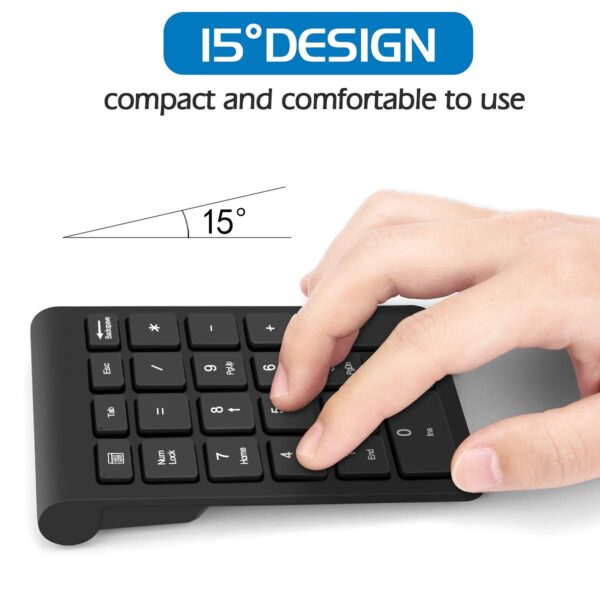 Wireless Number Pad, Numeric Keypad 22 Keys Portable 2.4 GHz Financial Accounting Number Keyboard Extensions for Laptop, PC, Desktop, Surface Pro, Notebook - Image 3