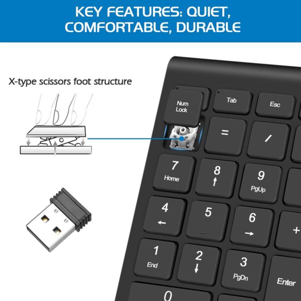 Wireless Number Pad, Numeric Keypad 22 Keys Portable 2.4 GHz Financial Accounting Number Keyboard Extensions for Laptop, PC, Desktop, Surface Pro, Notebook - Image 4