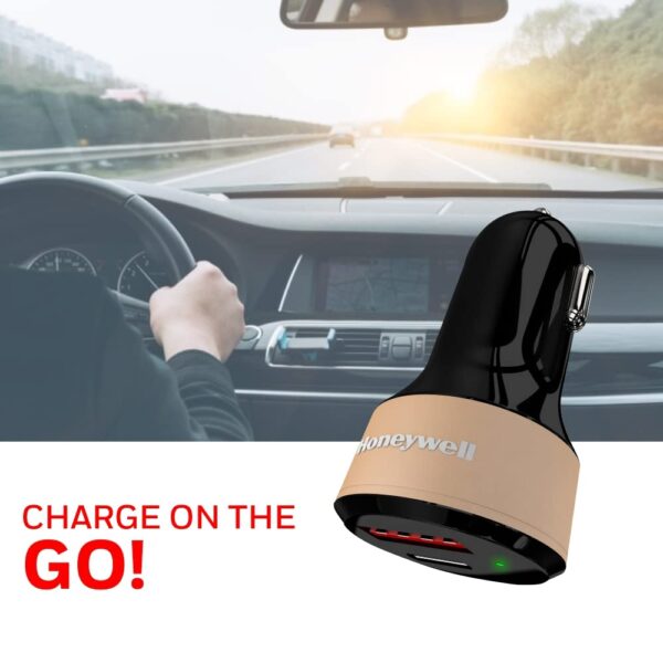 Honeywell Micro CLA 32W PD Smart Car Charger with Dual Output, 2 Port Power Delivery Charger, Type C & USB A Port, Compatible with iPhones, Smartphones, Tablets, Power Banks, Dashcams - Black - Image 4