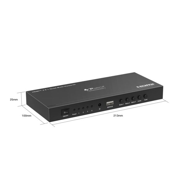 HDMI Multiviewer Switch 4x1,PORTTA HDMI Quad Multi-Viewer Seamless Switcher 4 in 1 Out with Loop, Audio Extractor to Stereo,4K,5 Viewing Modes for Security Camera, Gaming Consoles (Multiviewer 4K30Hz) - Image 2