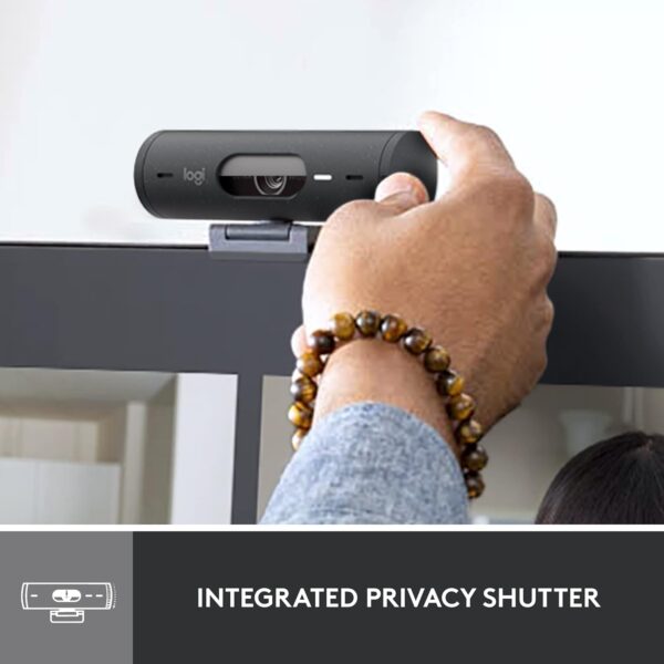Logitech Brio 500 Full HD Webcam with Auto Light Correction,Show Mode, Dual Noise Reduction Mics, Webcam Privacy Cover, Works with Microsoft Teams, Google Meet, Zoom, USB-C Cable - Graphite - Image 8