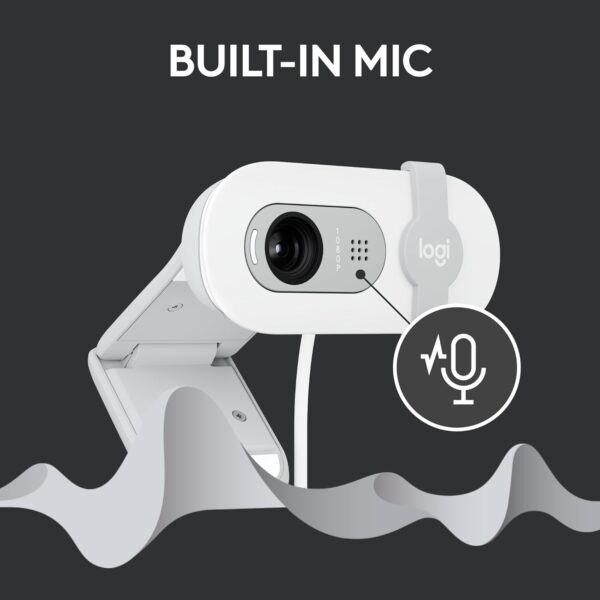 Logitech Brio 100 Full HD Webcam for Meetings and Streaming, Auto-Light Balance, Built-in Mic, Privacy Shutter, USB-A, for Microsoft Teams, Google Meet, Zoom and More- OffWhite - Image 8