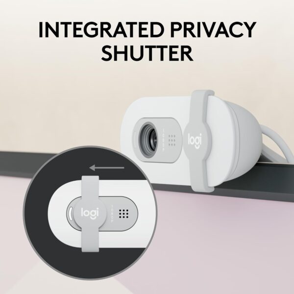 Logitech Brio 100 Full HD Webcam for Meetings and Streaming, Auto-Light Balance, Built-in Mic, Privacy Shutter, USB-A, for Microsoft Teams, Google Meet, Zoom and More- OffWhite - Image 2