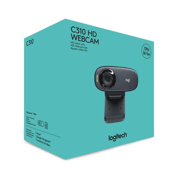 Logitech C310 Digital HD Webcam with Widescreen HD Video Calling, HD Light Correction, Noise-Reducing Mic, for Skype, FaceTime, Hangouts, WebEx, PC/Mac/Laptop/MacBook/Tablet - (Black, HD 720p/30fps) - Image 4