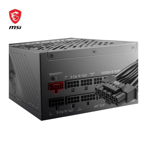 MSI MPG A1000G PCIE5 Digital Power Supply (PSU): ATX3.0, PCIe 5.0, 1000 Watt,0% RPM, Full Modular, Flat Cable,80 Plus Gold Certified,100% Japanese 105°C Capacitors, Compact Size, ATX Power Supply - Image 7