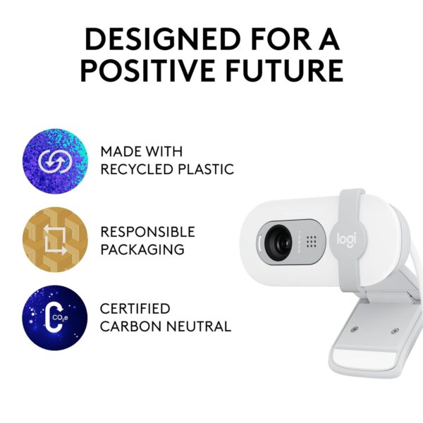 Logitech Brio 100 Full HD Webcam for Meetings and Streaming, Auto-Light Balance, Built-in Mic, Privacy Shutter, USB-A, for Microsoft Teams, Google Meet, Zoom and More- OffWhite - Image 4