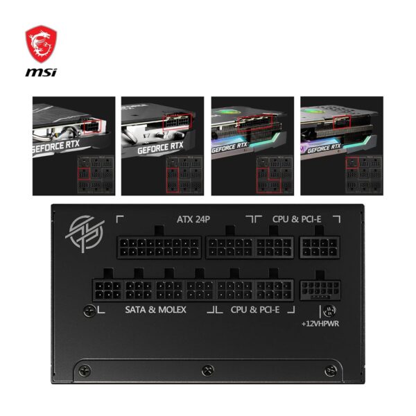 MSI MPG A1000G PCIE5 Digital Power Supply (PSU): ATX3.0, PCIe 5.0, 1000 Watt,0% RPM, Full Modular, Flat Cable,80 Plus Gold Certified,100% Japanese 105°C Capacitors, Compact Size, ATX Power Supply - Image 2