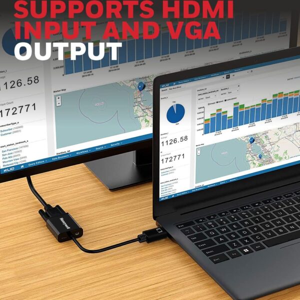 Honeywell 3in1 HDMI to VGA, 3.5mm Audio Jack & Micro USB Port, 1080p@60Hz HDMI Resolution & 6.75GB Transfer Speed, VGA Resolution 1920x1200P@60Hz, Compatible with-LED, Laptop, Gaming Console etc-Black - Image 6