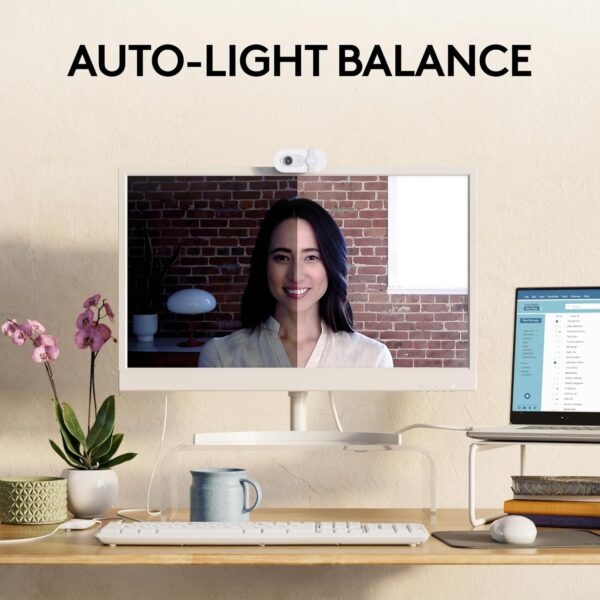 Logitech Brio 100 Full HD Webcam for Meetings and Streaming, Auto-Light Balance, Built-in Mic, Privacy Shutter, USB-A, for Microsoft Teams, Google Meet, Zoom and More- OffWhite - Image 5