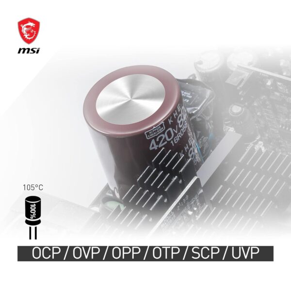 MSI MPG A1000G PCIE5 Digital Power Supply (PSU): ATX3.0, PCIe 5.0, 1000 Watt,0% RPM, Full Modular, Flat Cable,80 Plus Gold Certified,100% Japanese 105°C Capacitors, Compact Size, ATX Power Supply - Image 3