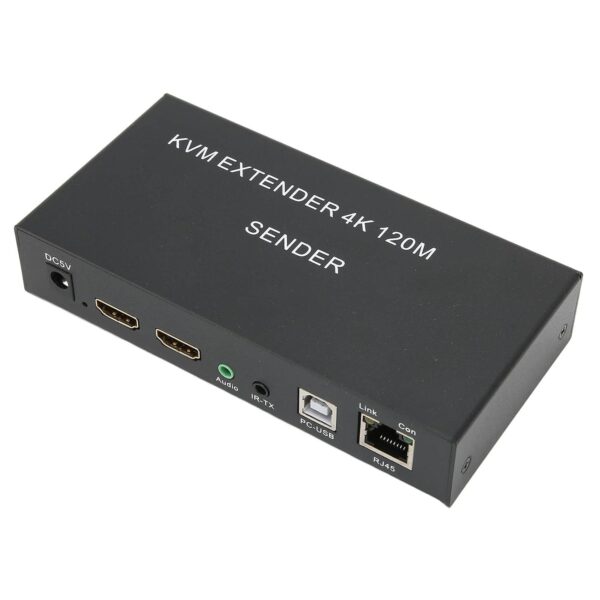 Ketsicart Extender Over CAT5E 6, 100‑240V Metal Plug and Play 4K HD Multimedia Interface Extender Single CAT5E 6 Black for Computer Host (EU Plug) - Image 2