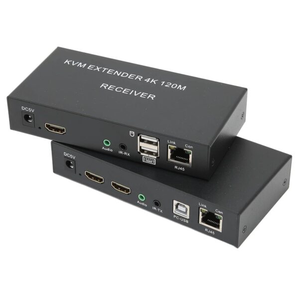 Ketsicart Extender Over CAT5E 6, 100‑240V Metal Plug and Play 4K HD Multimedia Interface Extender Single CAT5E 6 Black for Computer Host (EU Plug) - Image 3