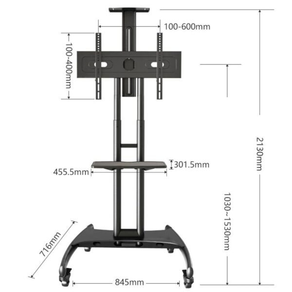 NB : TV TROLLY STAND 32 TO 70 INCH ,32 - 70 inch LED TV Trolley Cart Portable Rolling Wheel Stand with Camera Shelf - Image 5