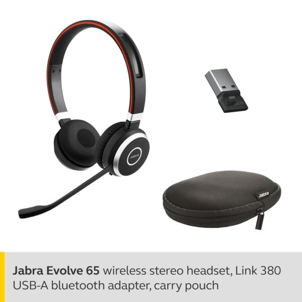 Jabra EVOLVE 65 UC Duo Wireless Bluetooth On Ear Headphone with Mic (Black) - Image 3