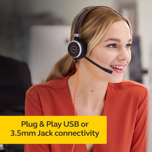 Jabra Evolve 40 UC Wired Over the Ear Headset with Mic (Black) - Image 5