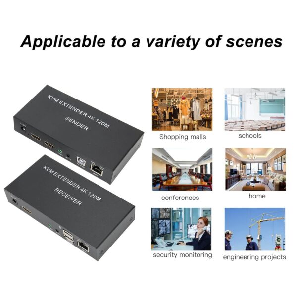 Ketsicart Extender Over CAT5E 6, 100‑240V Metal Plug and Play 4K HD Multimedia Interface Extender Single CAT5E 6 Black for Computer Host (EU Plug) - Image 7