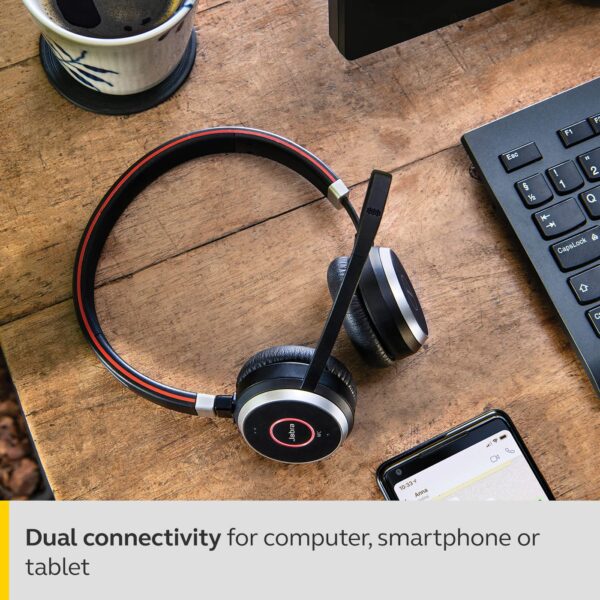 Jabra EVOLVE 65 UC Duo Wireless Bluetooth On Ear Headphone with Mic (Black) - Image 4