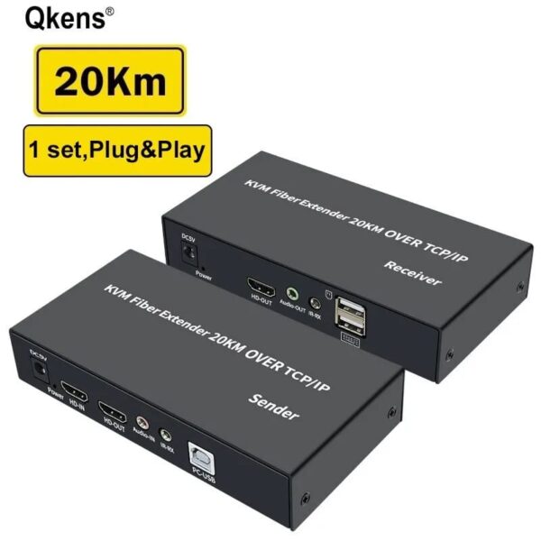 Ketsicart Extender Over CAT5E 6, 100‑240V Metal Plug and Play 4K HD Multimedia Interface Extender Single CAT5E 6 Black for Computer Host (EU Plug)